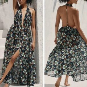 Anthropologie Brenda Quinn V Neck Halter Dress - Size XS